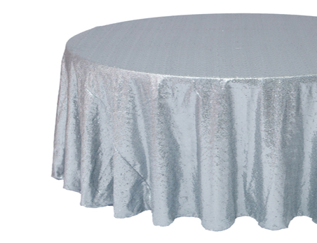 Customized Size Premium Round Silver Sequin Table Cloth