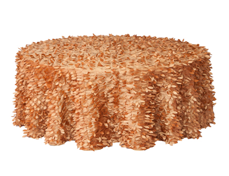 Customized Size Round Brown Petal Taffeta Banquet Tablecloth