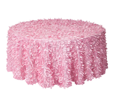 Customized Size Round Pink Petal Taffeta Banquet Tablecloth