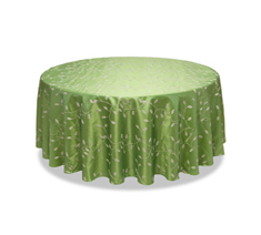 Customized Size Leaf Flower Matcha Green Embroidery Taffeta Wedding Banquet Table Cloth