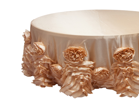 Elegant Big Rosette Flower Taffeta Table Cloth