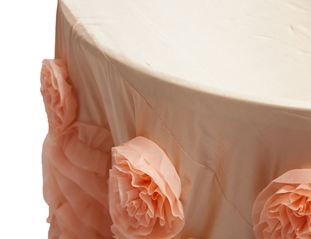 Orange Big Rosette Flower Taffeta Table Cloth