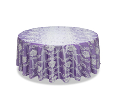 Purple Embroidery Taffeta Wedding Banquet Table Cloth