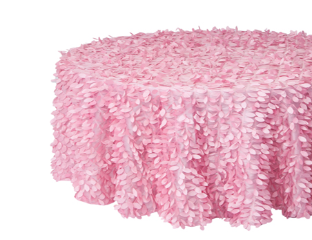 Customized Size Round Pink Petal Taffeta Banquet Tablecloth