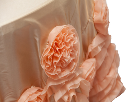 Orange Big Rosette Flower Taffeta Table Cloth