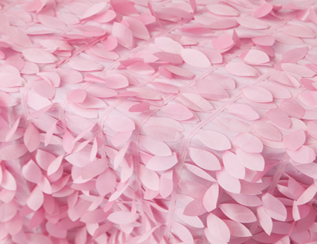 Customized Size Round Pink Petal Taffeta Banquet Tablecloth