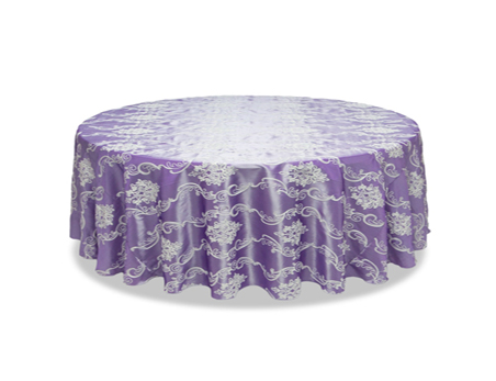 Purple Embroidery Taffeta Wedding Banquet Table Cloth