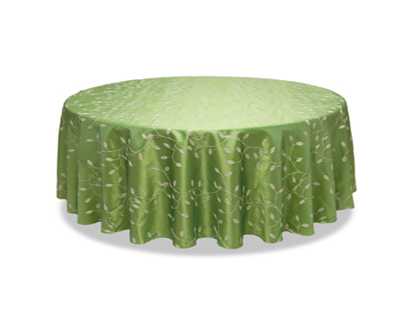 Customized Size Leaf Flower Matcha Green Embroidery Taffeta Wedding Banquet Table Cloth