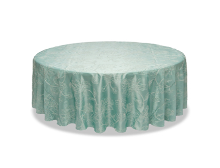 Customized Size Cyan Flower Embroidery Taffeta Wedding Banquet Table Cloth