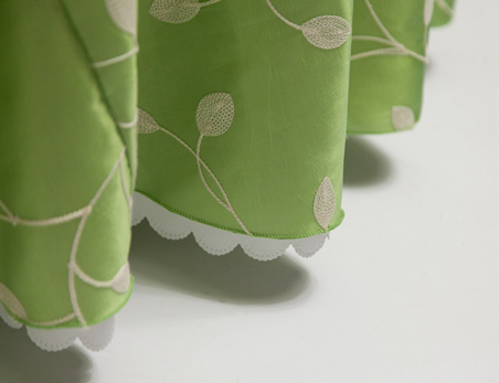 Customized Size Leaf Flower Matcha Green Embroidery Taffeta Wedding Banquet Table Cloth