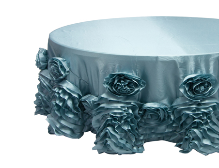 Indigo Big Rosette Flower Taffeta Table Cloth