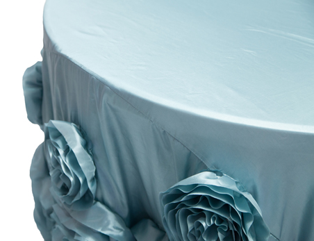 Indigo Big Rosette Flower Taffeta Table Cloth