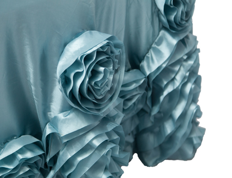 Indigo Big Rosette Flower Taffeta Table Cloth