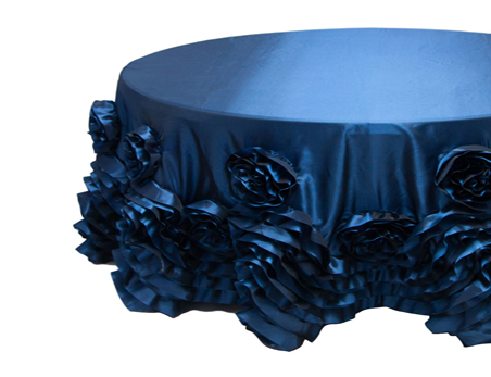 Customized Size and Color Rosette Flower Taffeta Table Cloth