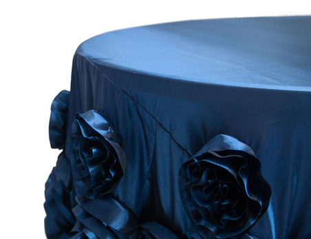 Customized Size and Color Rosette Flower Taffeta Table Cloth