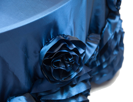 Customized Size and Color Rosette Flower Taffeta Table Cloth