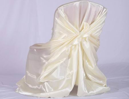 Cream Satin Universal Chair Cover for Wedding Banquet Party Decoration