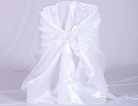 White Satin Universal Chair Cover for Wedding Banquet Party Decoration