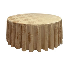 Premium Round Champagne Damask Velvet Table Cloth