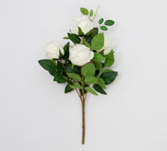 Factory Price Pure White Rose Artificial Flower with Green Leaves for Wedding Party Home Decoration