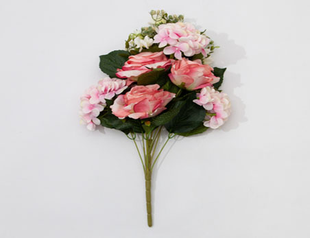 Wholesale Big Branch Silk Rose Artificial Flowers Wedding Party Home Decorative Faux Flower with Green Leaves Wedding Supplier