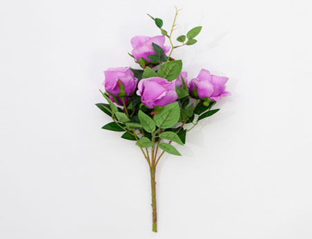 Factory Price Purple Rose Artificial Flower with Green Leaves for Wedding Party Home Decoration