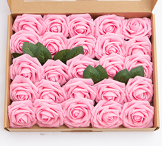 Handmade PE Rose Flower Head Box-packed, Pack of 25 Rose Head Rod Foam Flower Wedding Valentine's Day Christmas Decor