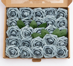 Indigo PE Rose Flower Head Box-packed, Pack of 25 Rose Head Rod Foam Artificial Flower Wedding Valentine's Day Christmas Decor