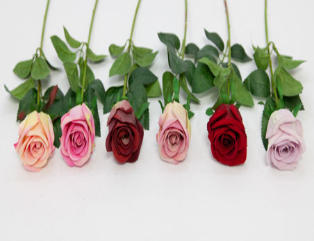 Wholesale Multi-color Rose Artificial Flower with Green Leaves for Wedding Party Home Decoration