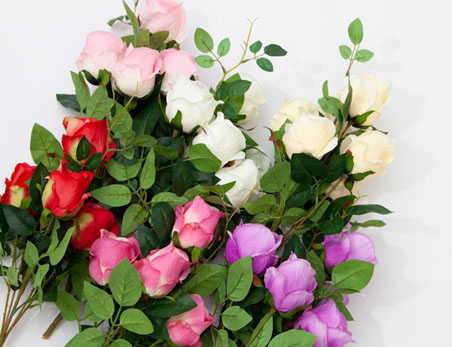 Factory Price Pink Rose Artificial Flower with Green Leaves for Wedding Party Home Decoration