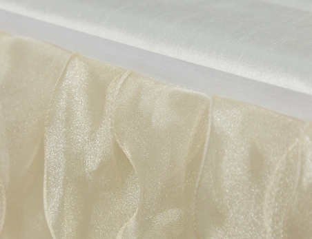 Customized Size Cream S Shape Sash Organza Table Skirt