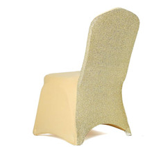 Spandex Stretch Banquet Chair Cover With Metallic Glittering Back