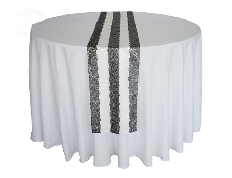 13″x108″ stripe sequin embroidery table runner