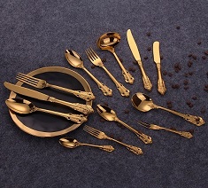 Gold palace style stainless steel wedding cutlery sets