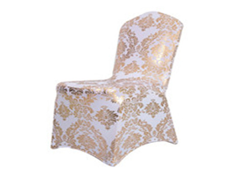 2021 new design European style golden bronzing satin chair cover for wedding banquet decoration