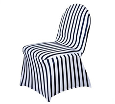 Black / White Striped Spandex Stretch Banquet Chair Cover