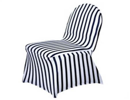 Black / White Striped Spandex Stretch Banquet Chair Cover