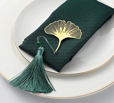 Gold Metal Gingko Leaf/Lotus Shape Napkin Rings