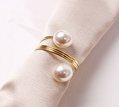 Metal With Pearl  Alloy Napkin Ring