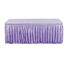 Customed size plain ruffled satin table skirt