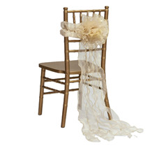 Wholesale Factory Direct Organza Chair Band with Flower Willow Chair Sash Holder Chair Cover for Wedding Party Decoration