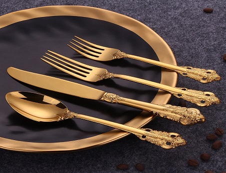 Gold palace style stainless steel wedding cutlery sets