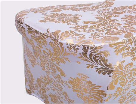 2021 new design European style golden bronzing satin chair cover for wedding banquet decoration