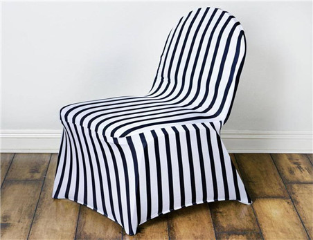 Black / White Striped Spandex Stretch Banquet Chair Cover