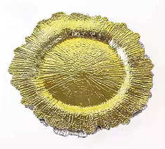 Round Reef Gold/Silver Plastic Charger Plates