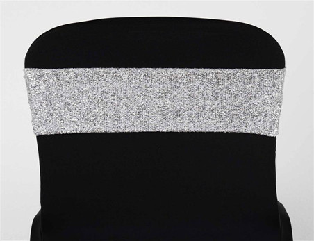 Silver Metallic Shiny Glittered Spandex Chair Sashes