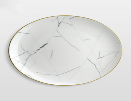 White Round Ceramic  Dinner Plates With Gold Rim