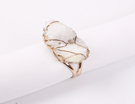 Irregular Shape Crystal Metal Napkin Ring