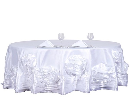 Customed Size Large Rosette Round Satin Tablecloth