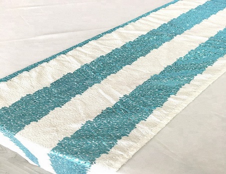 13″x108″ stripe sequin embroidery table runner